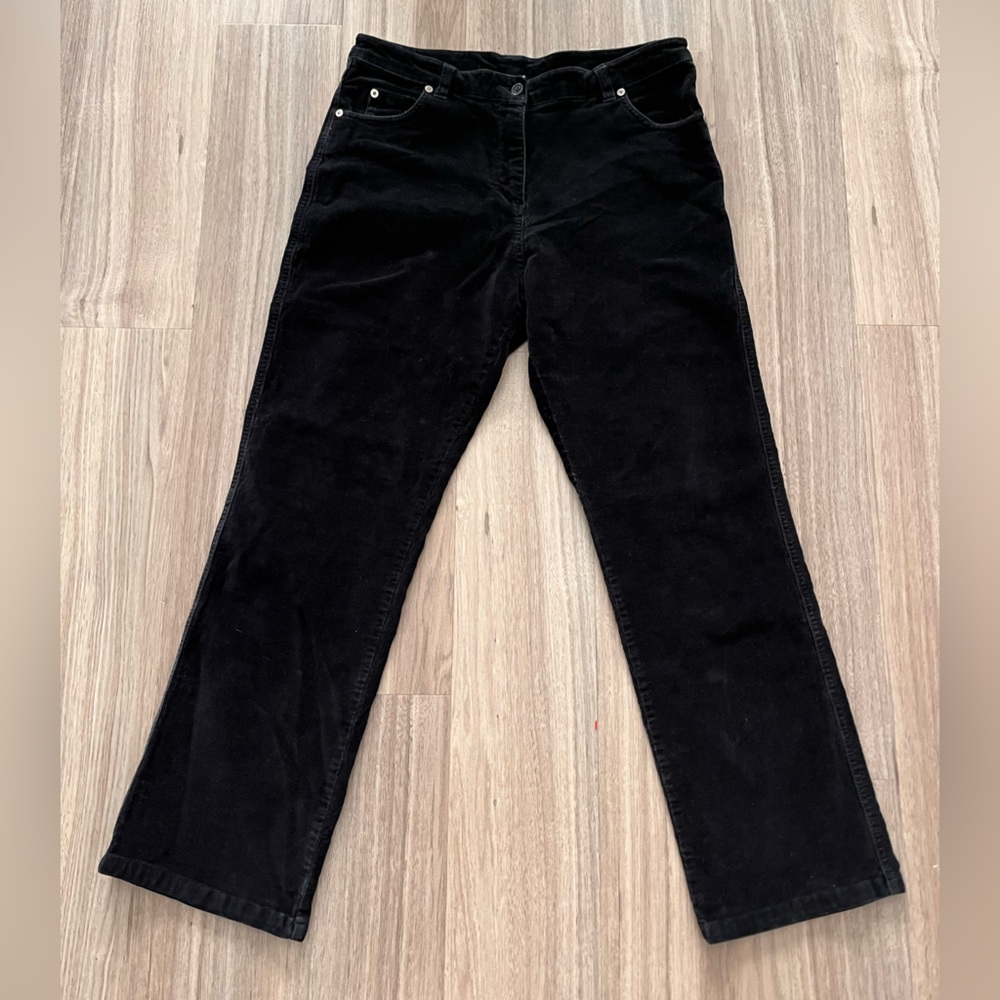 Woolrich Women's Black Corduroy Pants Size 12 Style 1030 Cotton Spandex Stretch